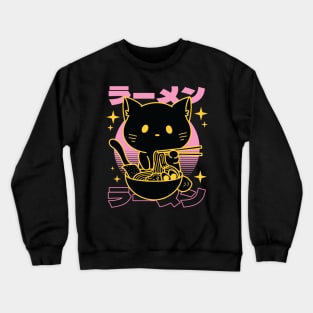 Vaporwave Ramen Cat Crewneck Sweatshirt